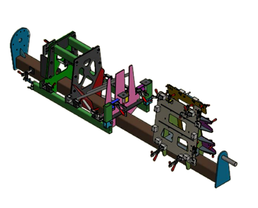 3D model of a robotic welding jig for a baler chassis